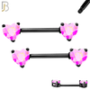 NP03K - 316L Surgical Steel Black Plated Screw Prong Heart Zircon Nipple Ring Piercing image 1