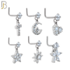 PK-NRMX07L-SG3 - 316 Surgical Steel L-Shape Nose Ring with Six Different Designs - Pack of 60 pcs image 1