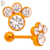 TB71 - 316L Stainless Steel Paw Print with CZ Gems Tragus/Cartilage Barbell (PACK OF 6) image 3