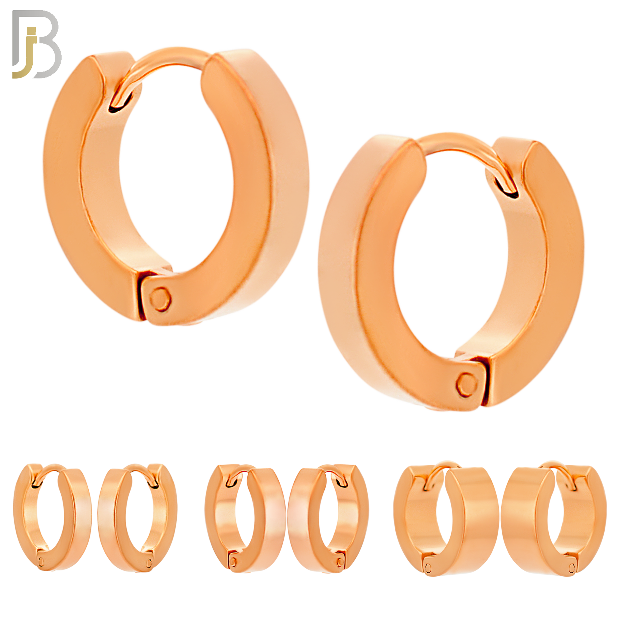 ES85R - 316L Stainless Steel Rose Gold Plated Plain Design Huggies Clip On image 0
