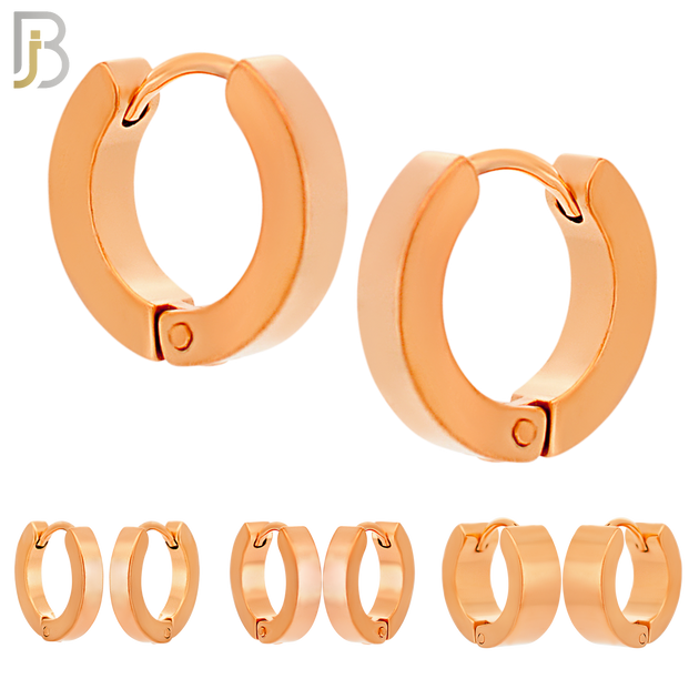 ES85R - 316L Stainless Steel Rose Gold Plated Plain Design Huggies Clip On image 0