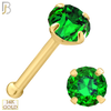 14-NR01YCE-20 - 20g-14k Yellow Gold 20g Nose Bone with Colombian Emerald in Prong Setting - 3mm image