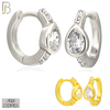 925-ES481 - 925 Sterling Silver Pear CZ in Bezel Setting with Side CZs Huggies Earrings image 0