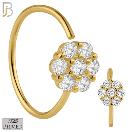 925-CT32 - 925 Sterling Silver Rounded Flower Design Nose Hoops 22g Thick 8mm wide (PACK OF 6) image 1