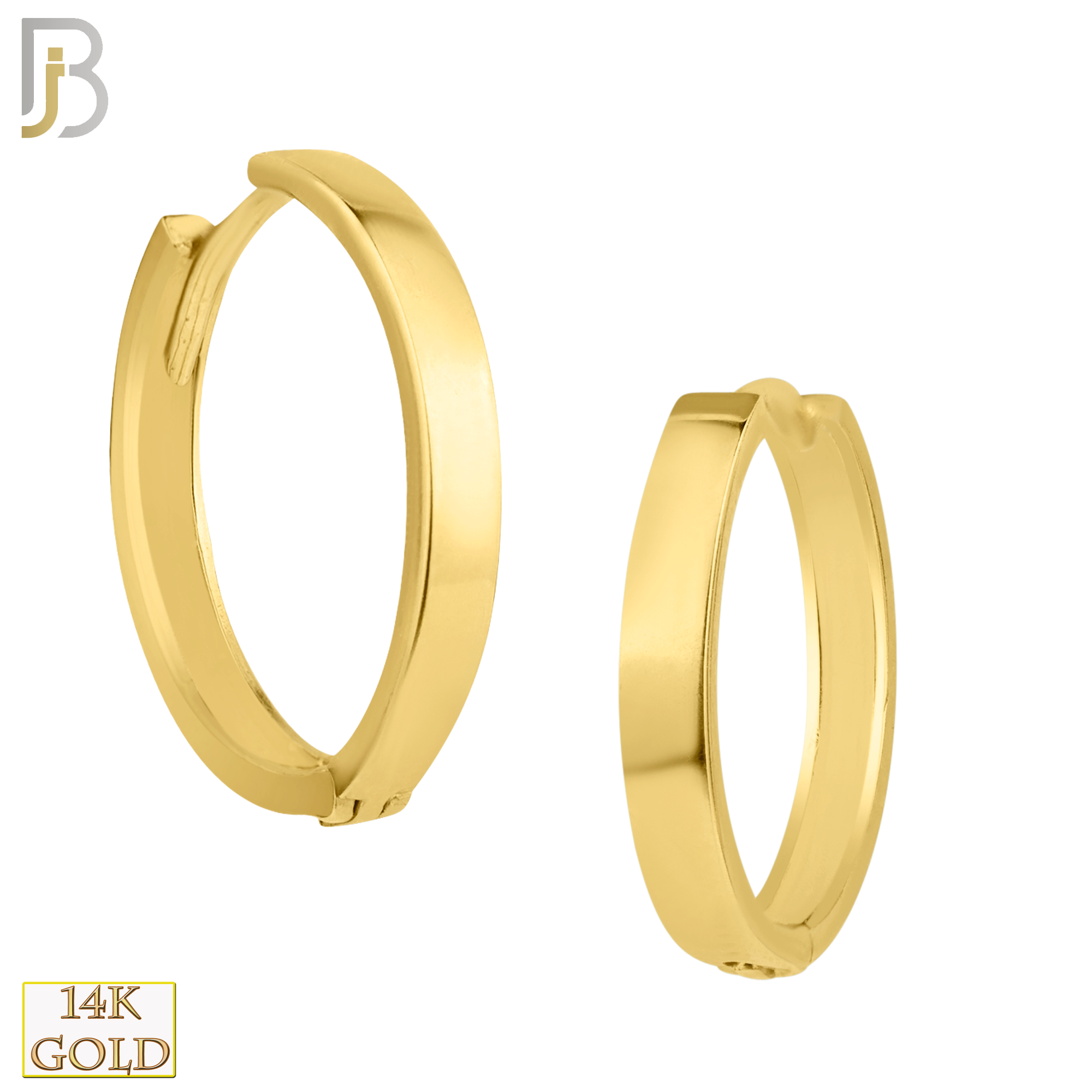 14-ES64 - 14k Solid Gold Plain Flat Hoop Earrings image 0