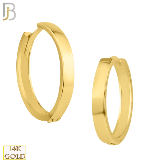 14-ES64 - 14k Solid Gold Plain Flat Hoop Earrings image 0