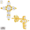 925-ES438 - 925 Sterling Silver Cross with Multi Zircon Push Back Stud Earring image 1