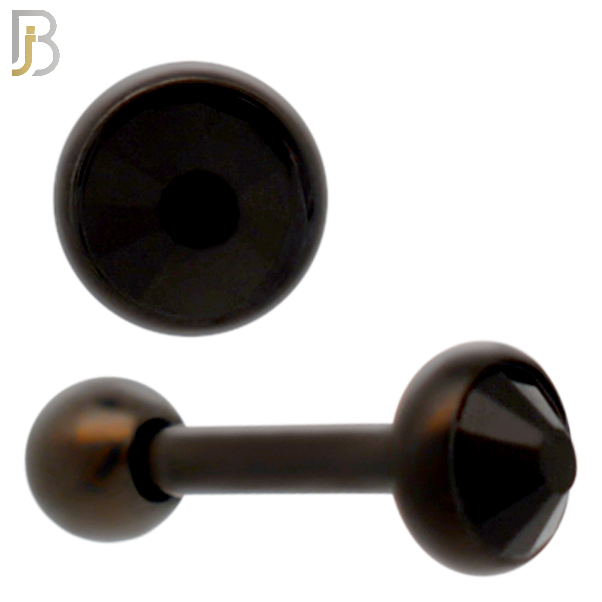TB118KK -  Black Plated Black Color CZ 316L Stainless Steel Bezel Tragus/Cartilage Barbell (PACK OF 6) image 2