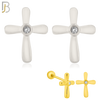 925-ES67 - Screw Ball Back - .925 Sterling Silver Cross Design Bezel Zircon Earring Stud image 0