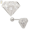TB86 - 316L Stainless Steel Diamond Shaped with CZ Tragus/Cartilage Barbell (PACK OF 6) image 1