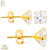 14-ES08SYC - 14K Yellow Gold Earring Stud Push Back Stamping Prong Setting with Square Clear Zircon image 0
