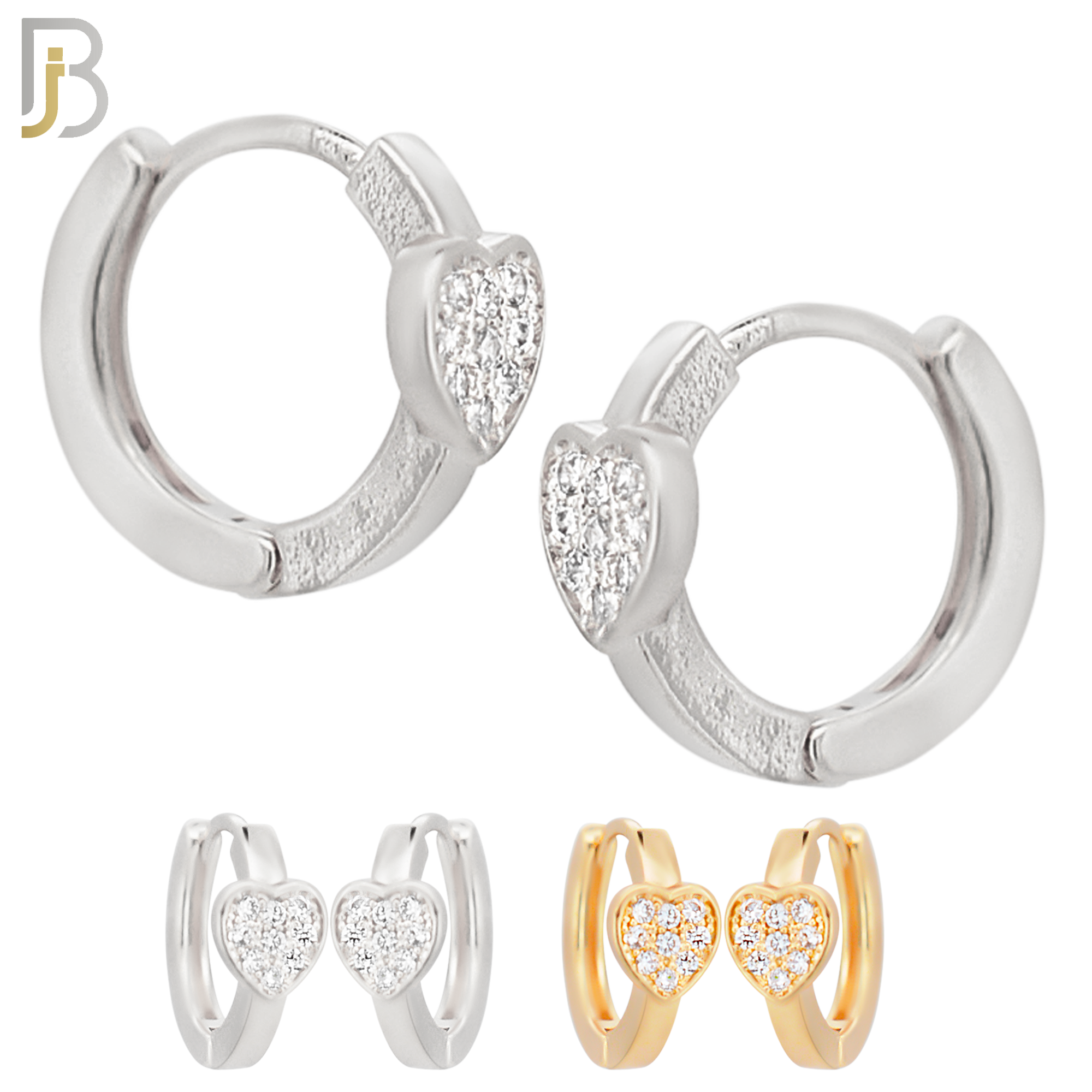 ES120 - Brass Heart Design with Zircon Huggies image 0