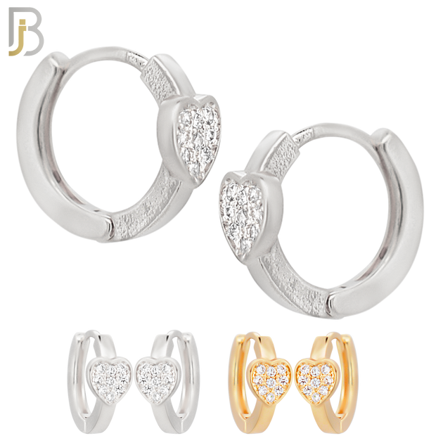 ES120 - Brass Heart Design with Zircon Huggies image 0