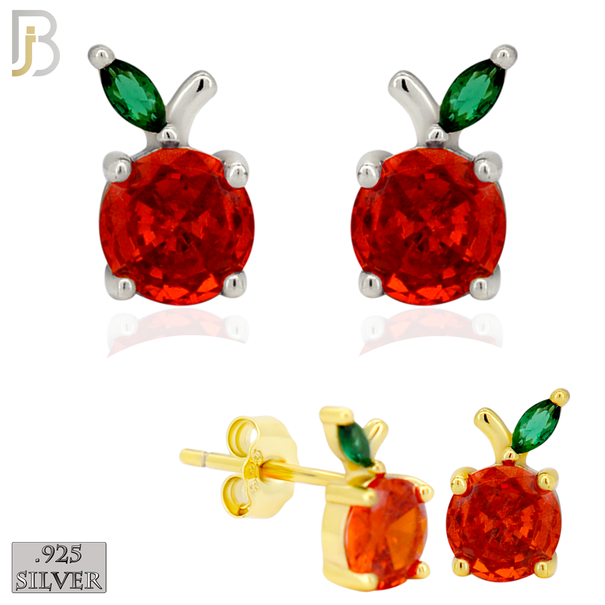 925-ES470 - 925 Sterling Silver Single Cherry Push Back Stud Earring image 0