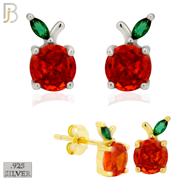 925-ES470 - 925 Sterling Silver Single Cherry Push Back Stud Earring image 0