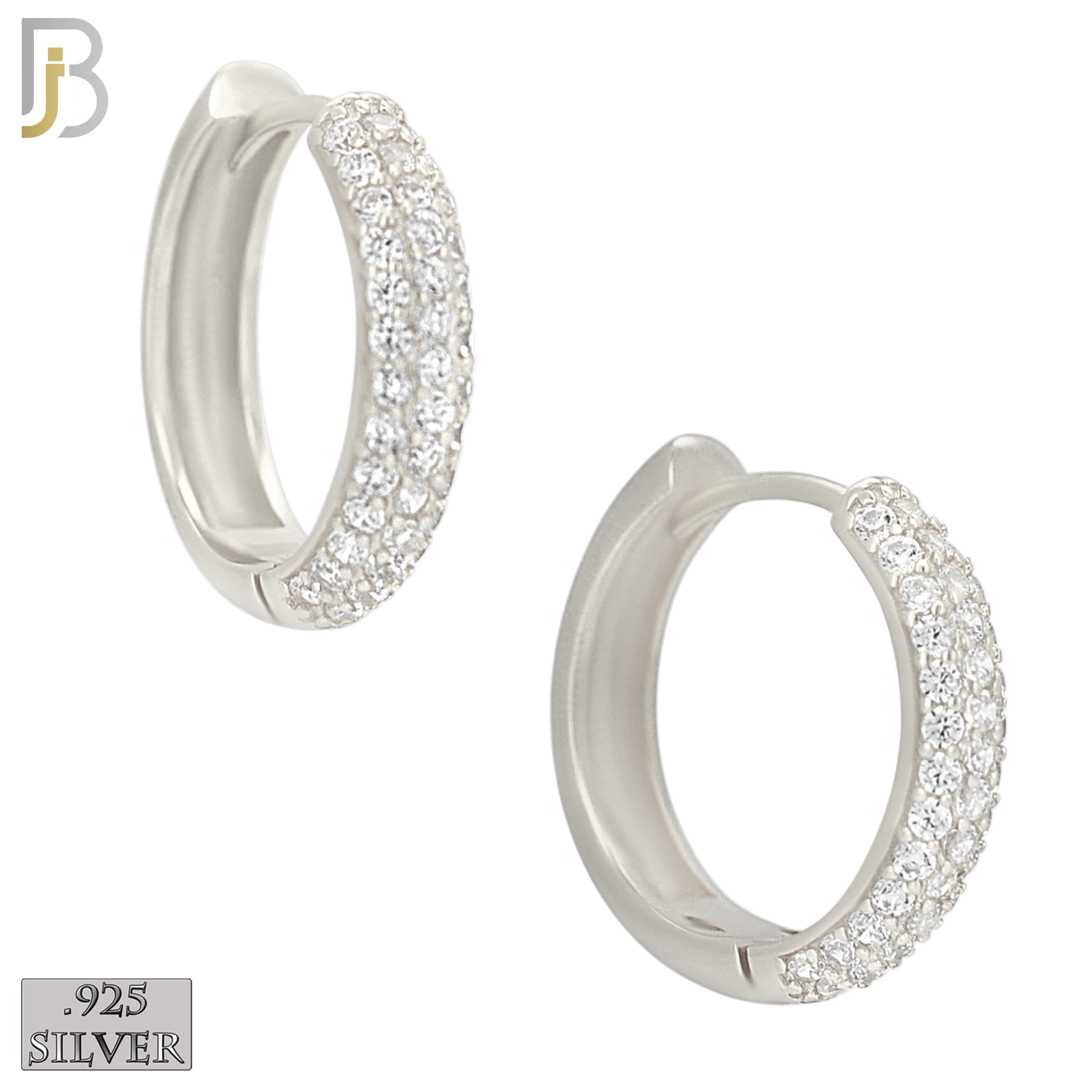 ES483 - 925 Sterling Silver 3 Rows CZ Studded Huggies Earrings image 4