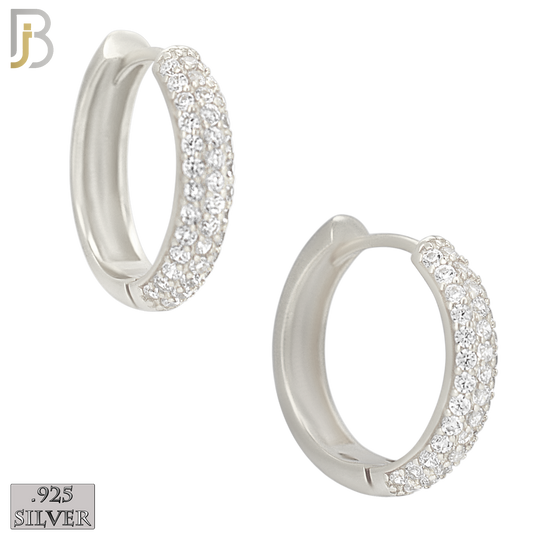 ES483 - 925 Sterling Silver 3 Rows CZ Studded Huggies Earrings image 4