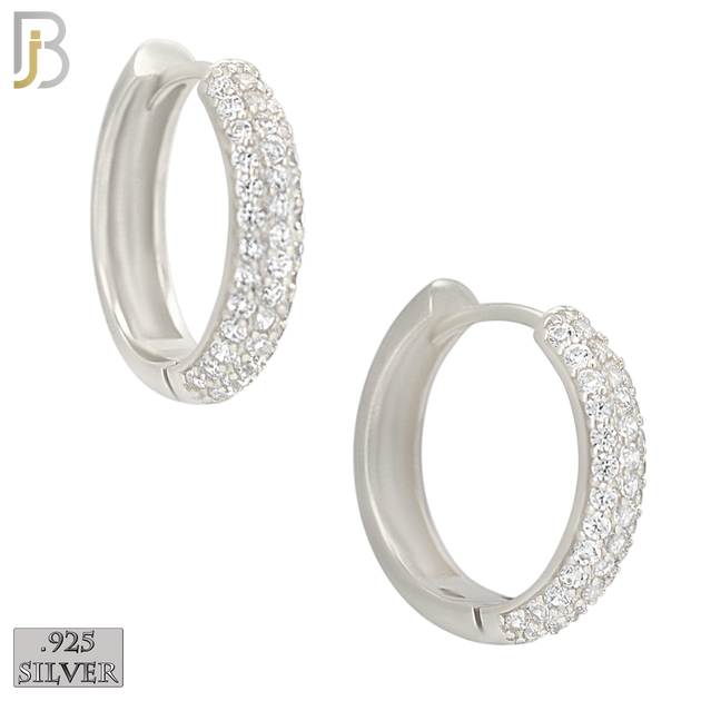 ES483 - 925 Sterling Silver 3 Rows CZ Studded Huggies Earrings image 4