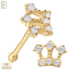 14-NR16 - 14k Solid Gold Nose Bone Crown with Zircon Design - Yellow Gold image