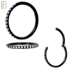 CT94K - 316 Stainless Steel Black Plated Hinged Hoop with Multi CZ Gems Nose Rings (PACK OF 6) image 2