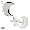 925-ES511 - 925 Sterling Silver Moon Design Earrings (Butterfly Backing) - Rhodium Plated image