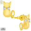 925-ES202 - Push Back - .925 Sterling Silver Cat Design Earring Stud with Clear Zircon image 2