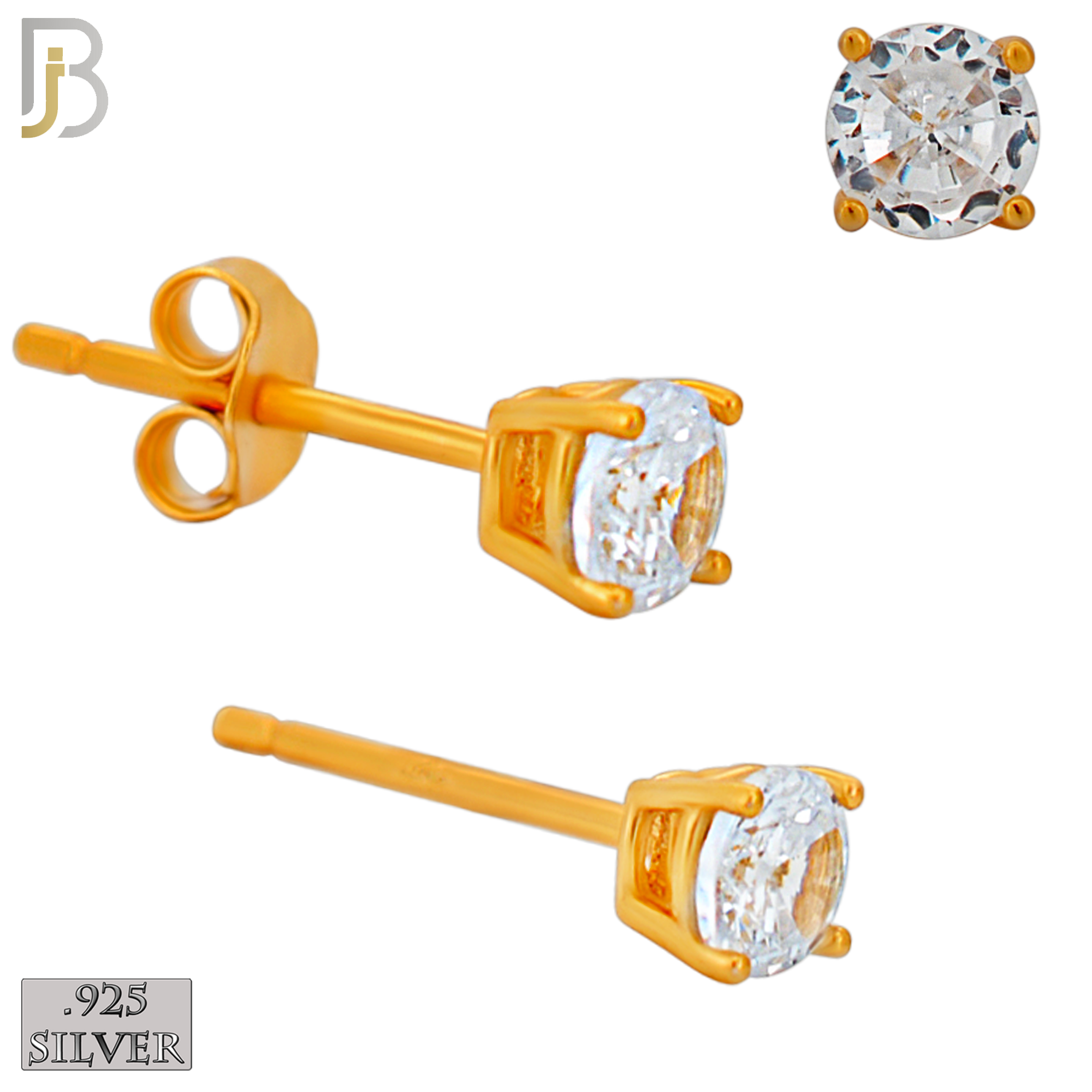 925-ES71-RC - .925 Sterling Silver Rose Gold Plated Earring Stud Casting Round Prong Setting Clear Zircon image 3