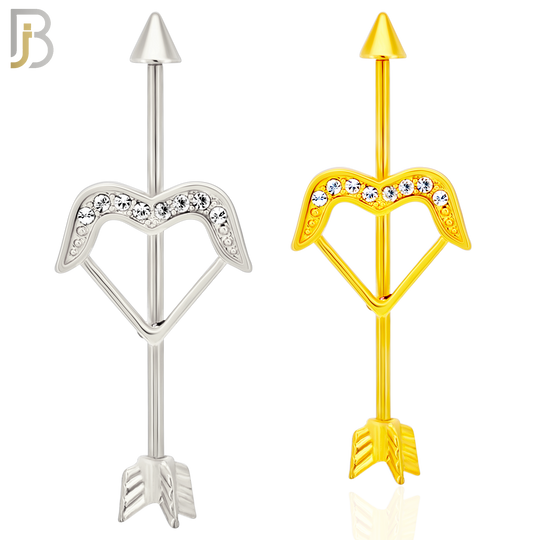 BB39 - 316L Surgical Steel Screw Bar with Alloy Arrow Bow Design Barbell Industrial (PACK OF 6) image 0