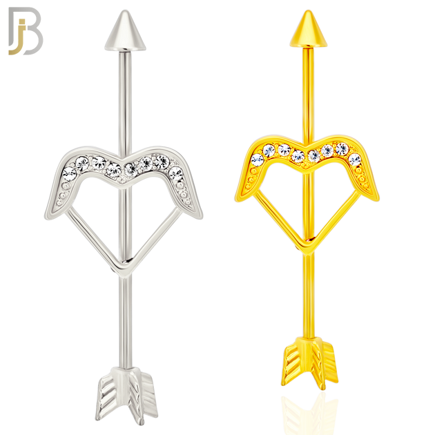 BB39 - 316L Surgical Steel Screw Bar with Alloy Arrow Bow Design Barbell Industrial (PACK OF 6) image 0