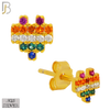 925-ES228S – 925 Sterling Silver Pixelated Heart Design Earring Stud with Multi Colored Zircon image 2