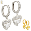 ES503 - 316L Stainless Steel Dangling Praying Virgin Mary Heart Huggies Earrings image 0