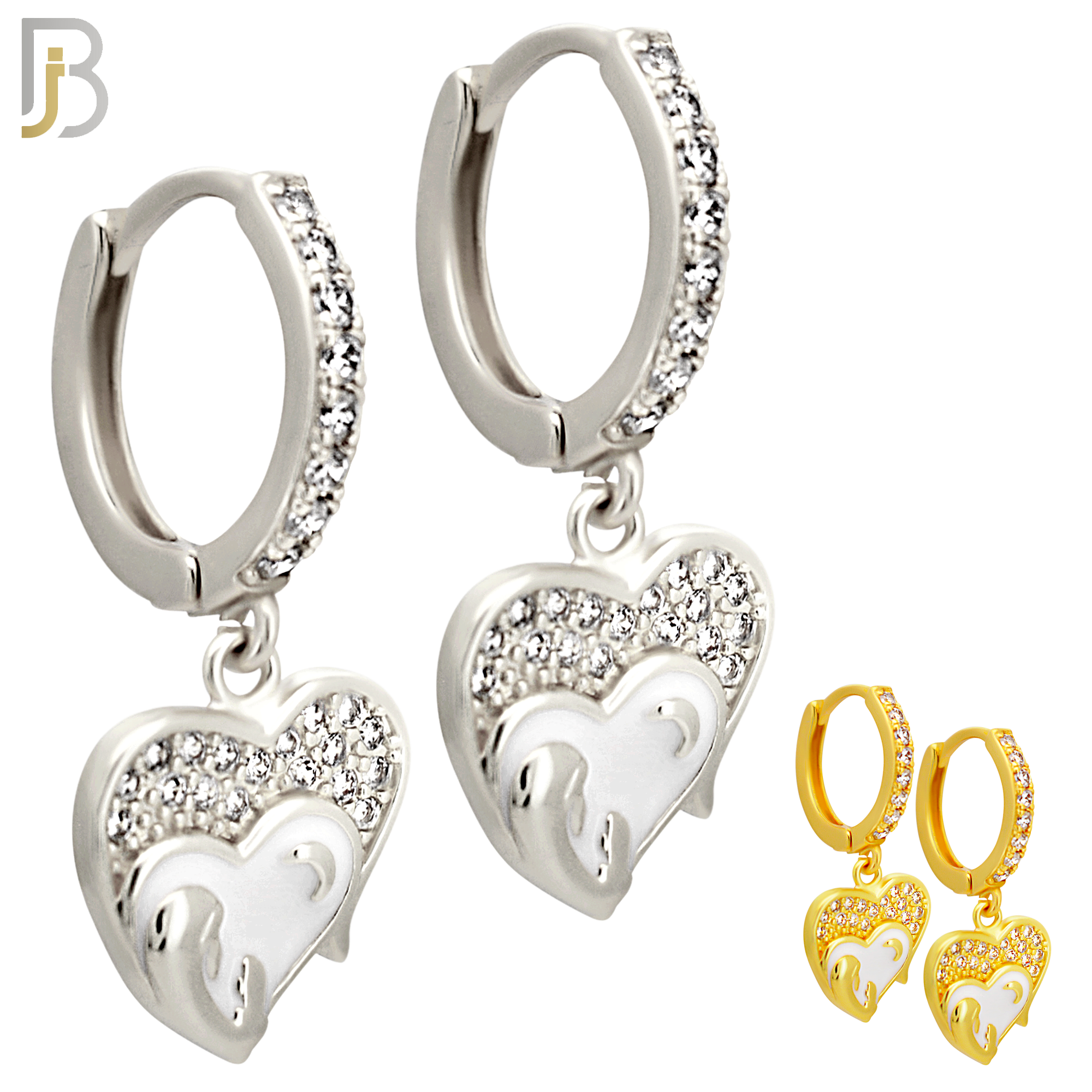 ES503 - 316L Stainless Steel Dangling Praying Virgin Mary Heart Huggies Earrings image 0