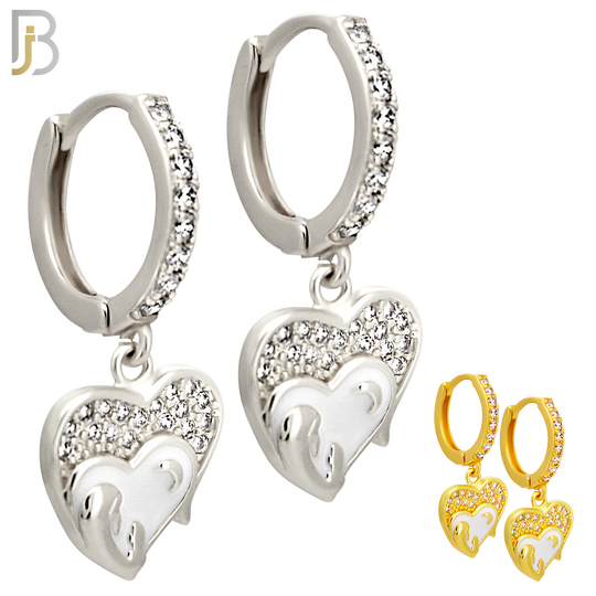ES503 - 316L Stainless Steel Dangling Praying Virgin Mary Heart Huggies Earrings image 0