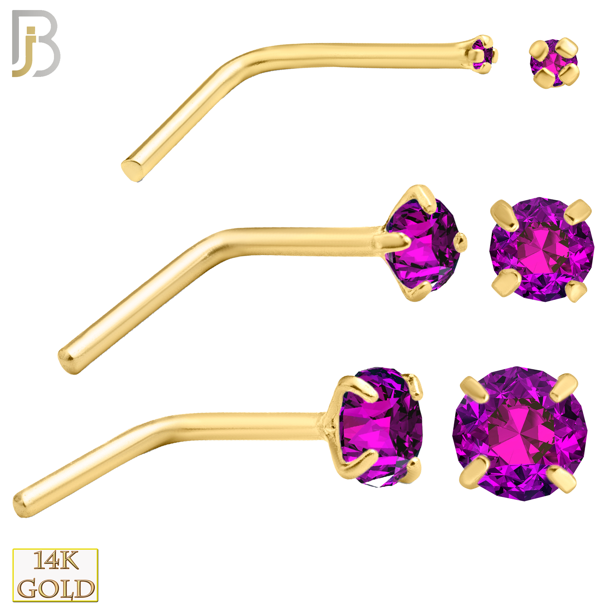 14-NR10YBR-22 - 22g-14k Yellow Gold L-Shaped with Burmese Ruby in Prong Setting image 0