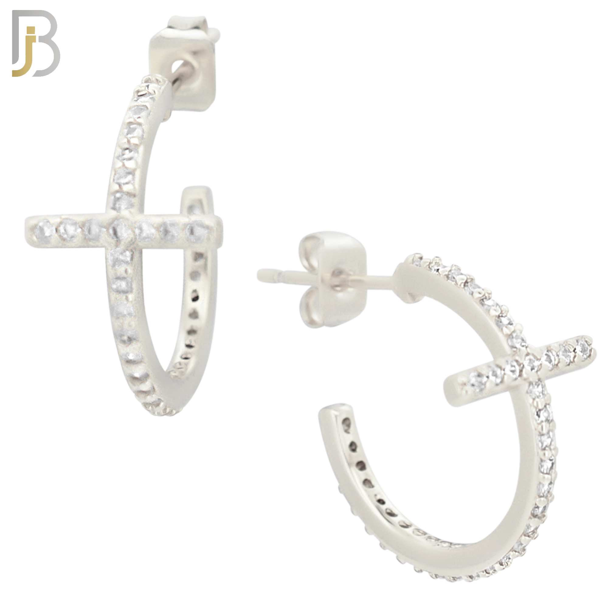 ES48 - 316L Stainless Steel 18x10 Cross with Zircon Push Backing image 1
