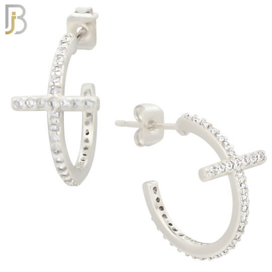 ES48 - 316L Stainless Steel 18x10 Cross with Zircon Push Backing image 1