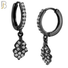 ES105 - 316L Stainless Steel Dangling Leaf with Zircon Huggies Clip On image 2