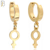 ES06 - 316L Stainless Steel Dangling Female Symbol Gender Design Huggies Clip On image 2