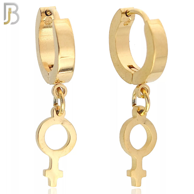 ES06 - 316L Stainless Steel Dangling Female Symbol Gender Design Huggies Clip On image 2