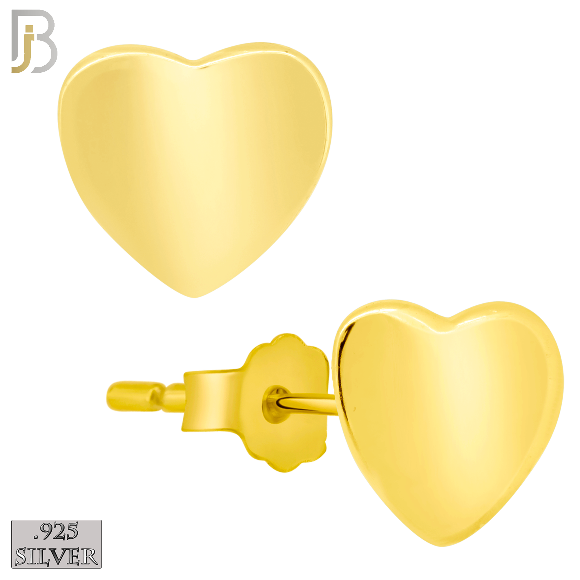 925-ES203 - Push Back - .925 Sterling Silver Plain Heart Design Earring Stud image 2