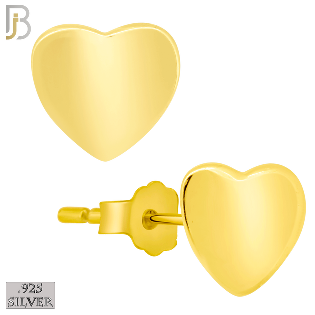 925-ES203 - Push Back - .925 Sterling Silver Plain Heart Design Earring Stud image 2