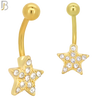 NB18 - 316L Stainless Steel Star Zircon  Banana Belly Navel Ring image 2