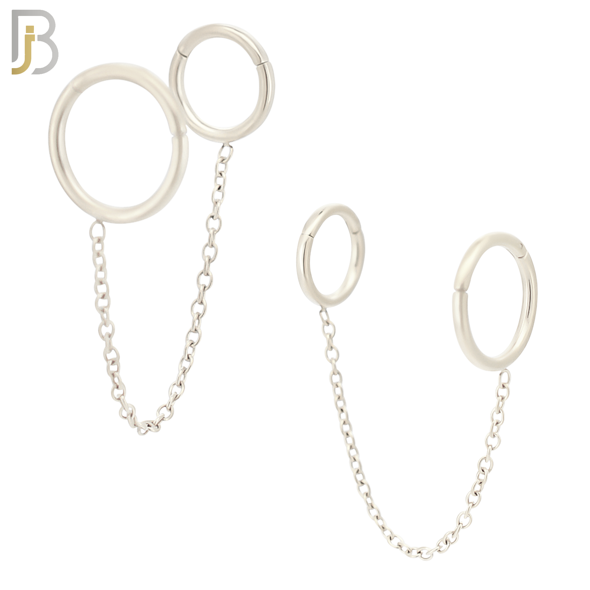 ES293 - 316L Stainless Steel Connector Chain Hoop Earrings image 1