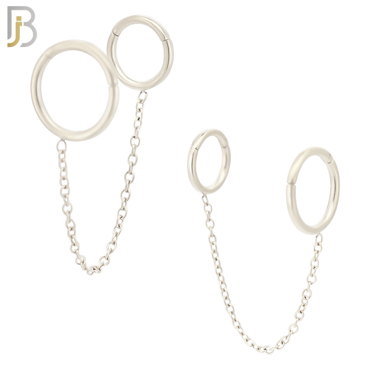 ES293 - 316L Stainless Steel Connector Chain Hoop Earrings image 1