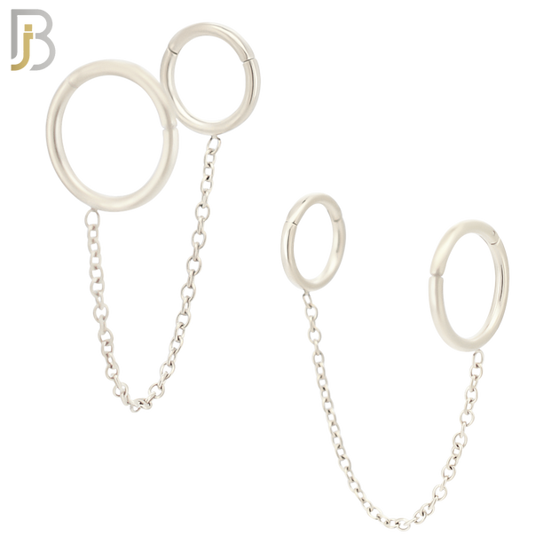ES293 - 316L Stainless Steel Connector Chain Hoop Earrings image 1