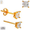925-ES72-RC - .925 Sterling Silver Rose Gold Plated Earring Stud Casting Square Princess Cut Prong Setting Clear Zircon image 3