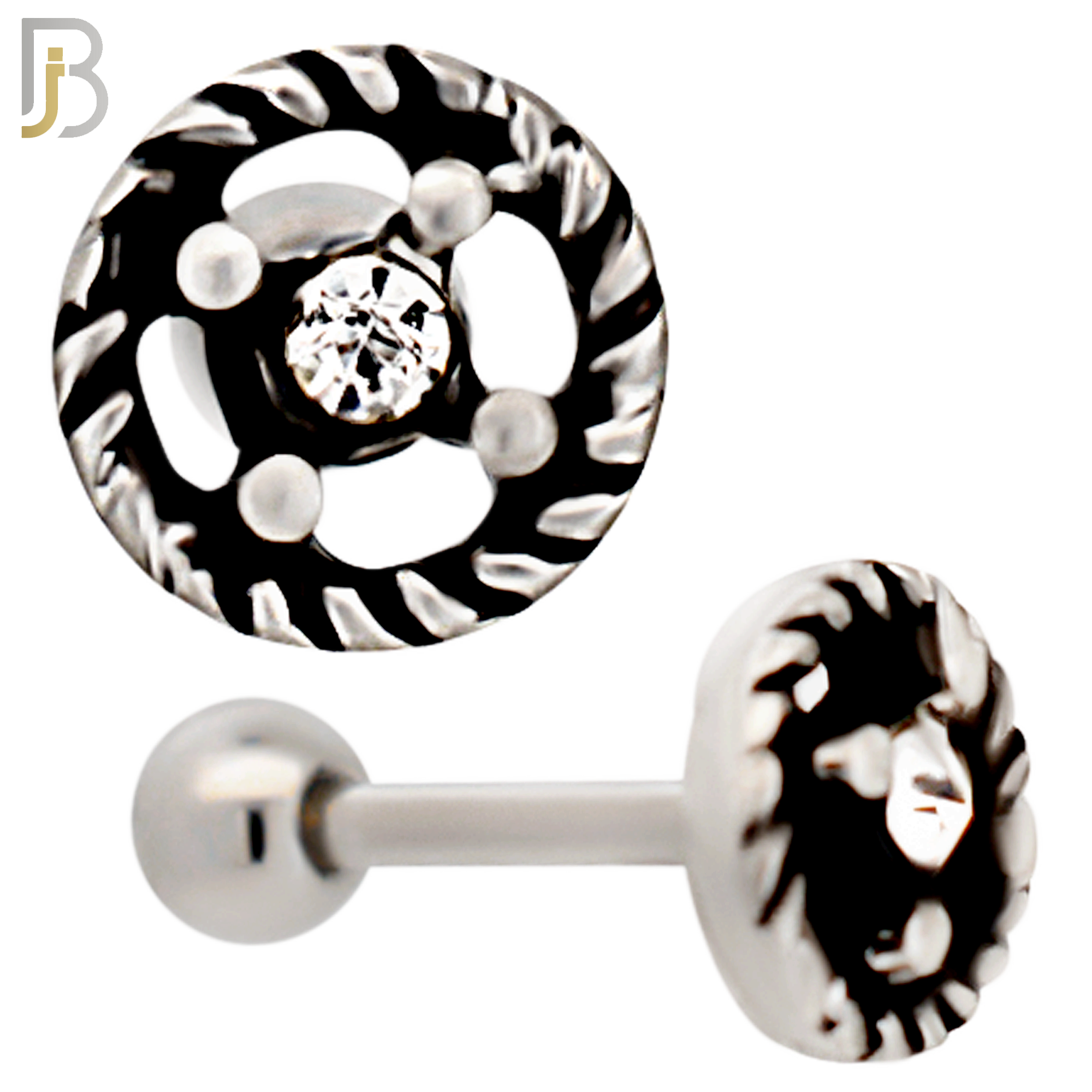 TB119 - 316L Stainless Steel Wheel Tragus/Cartilage Barbell (PACK OF 6) image 1
