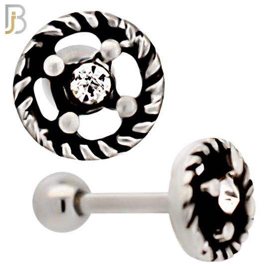 TB119 - 316L Stainless Steel Wheel Tragus/Cartilage Barbell (PACK OF 6) image 1