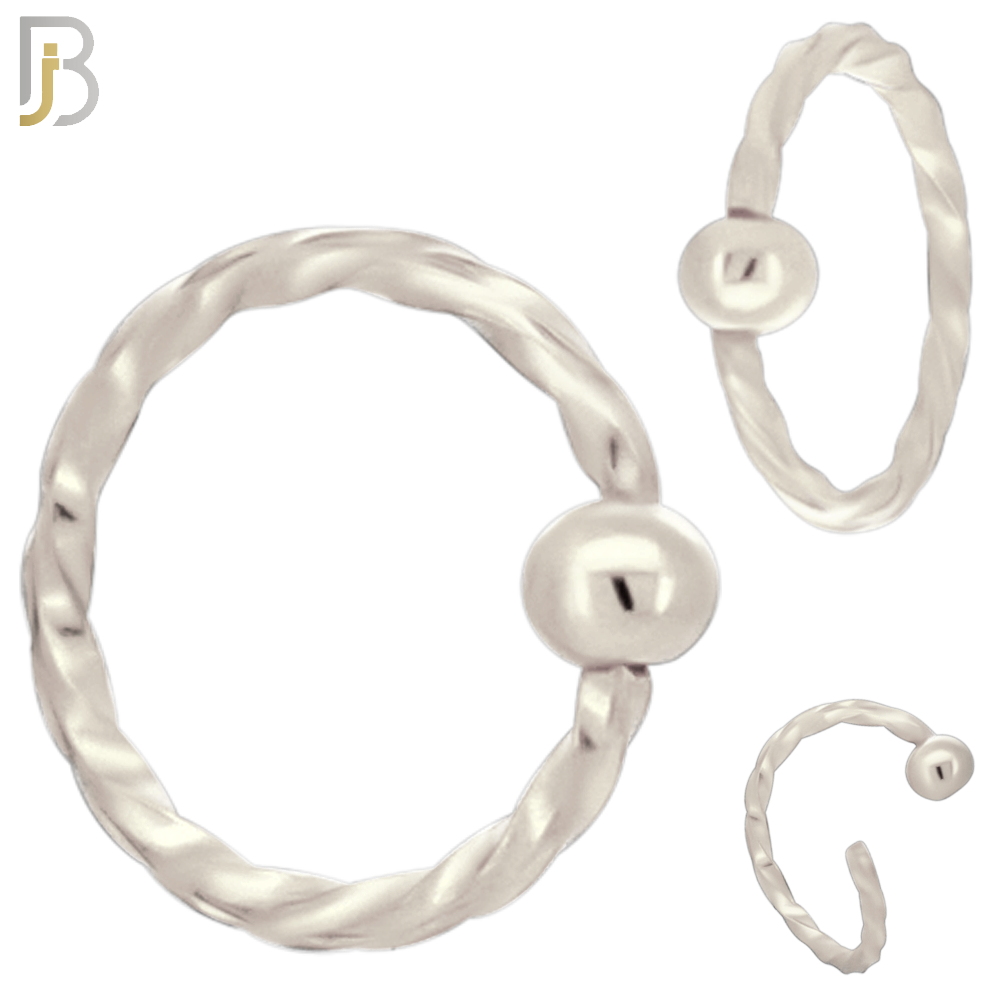 PK-CT11 - 316L Surgical Steel Twisted Hoops Seamless Pack of 30 and Fixed Beads 2mm Pack of 30 image 1