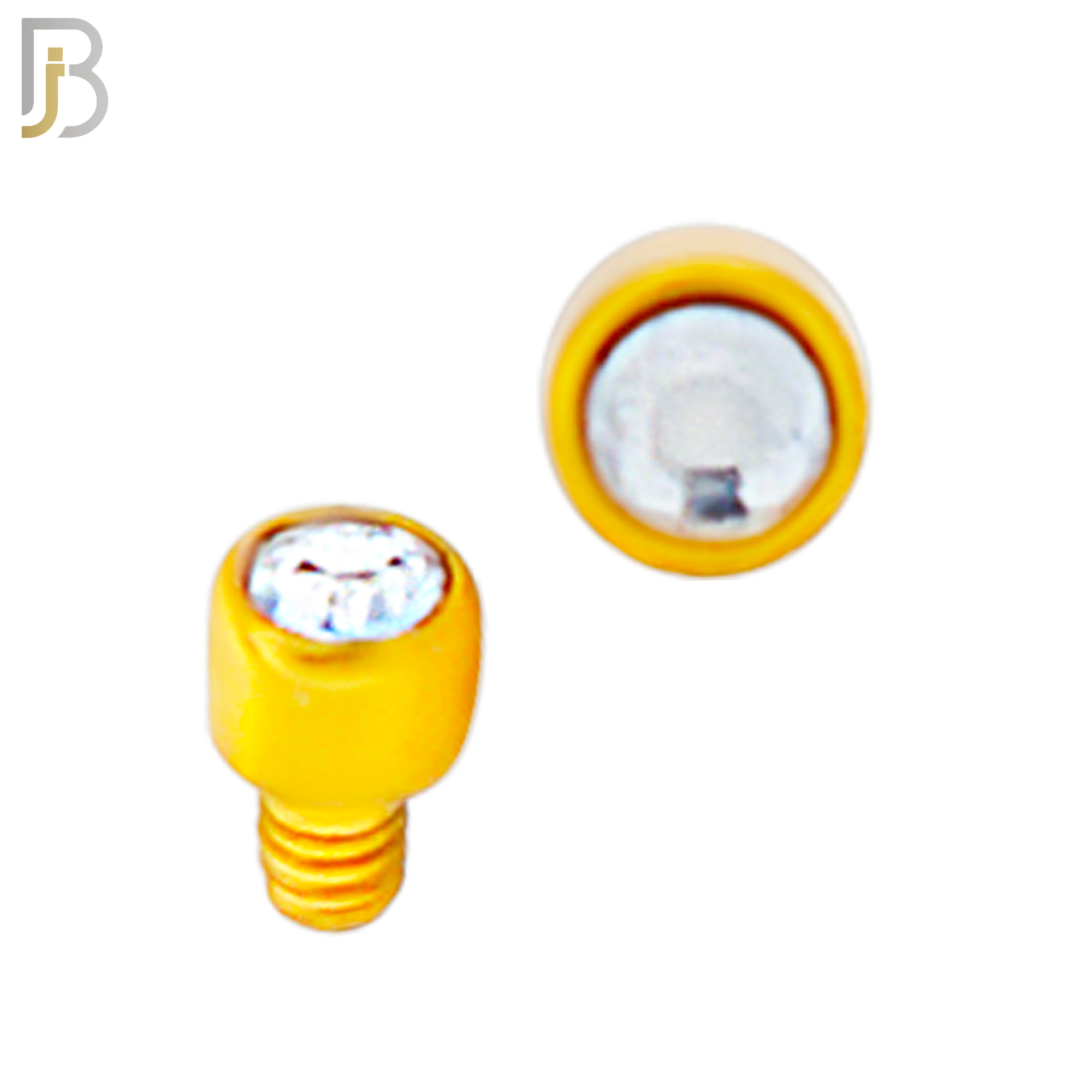 DM01GC -  Gold Plated Surgical Steel Dermal Bezel Clear Cubic Zirconia 1.2mm Screw Top (PACK OF 6) image 1